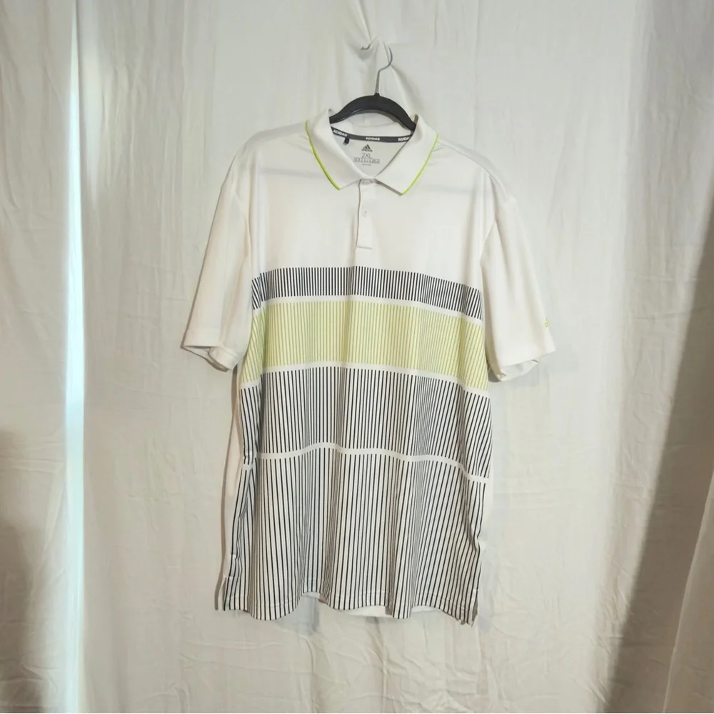 Adidas Shirt Mens 2XL White Performance Short Sleeve Golf Polo